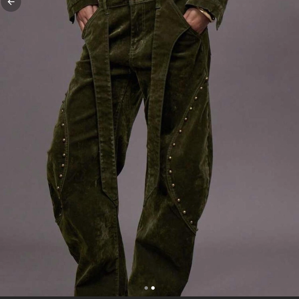 Women's Olive Green Boyfriend Jeans and Jacket - Picture 2 of 2